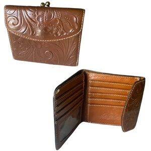 Patricia Nash Vintage Bi-Fold Wallet with Coin Pouch Brown W 5” x H 4.5”